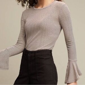 Anthropologie RO&DE Striped Bell Sleeve Top